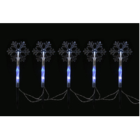 Solar Snowflake Path Lights 5 pc- White & Blue