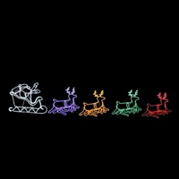 LED Ropelight Santa Sleigh with 4 Multi Reindeer  