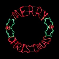 Merry Christmas Holly Wreath Rope Light Motif  Light-