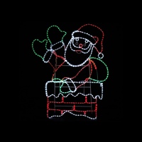 Santa Waving in Chimney Rope Light Motif 