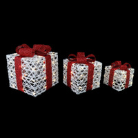 3 Piece Presents Glitter Thread with Red Bow