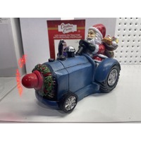 LED Santa on a Tractor with Rotating Propeller
