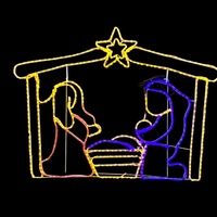 Nativity with Stable and Star Rope Light Motif