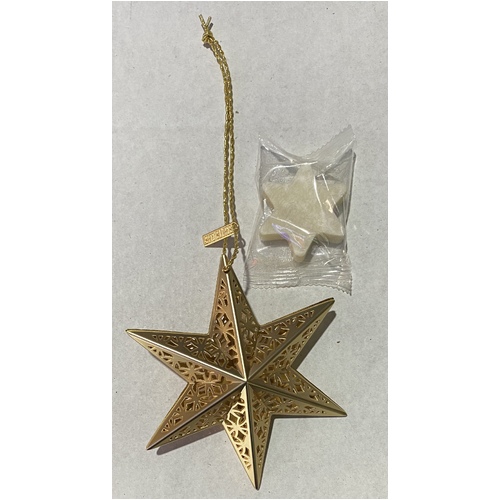 Gold Star Ornament with White Winter Fur