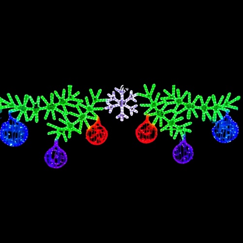 Garland with 6 Baubles & 1 Snowflake Rope Light Motif