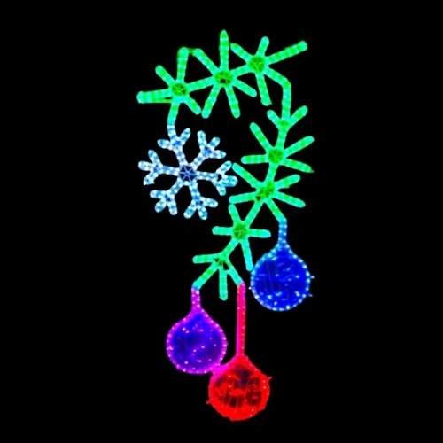 Garland with Snowflake and 3 Baubles Rope Light Motif 