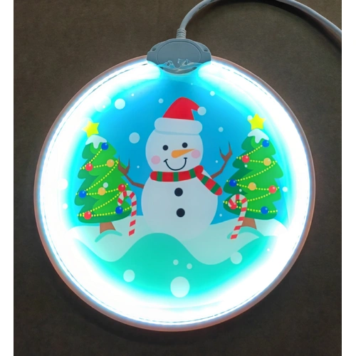 Acrylic Snowman with Trees Bauble Neon Motif - PREORDER FOR 2026