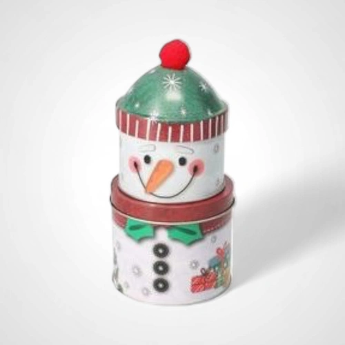 2 Layer Snowman Storage Tin