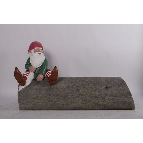 Christmas Gnome Sitting on Log