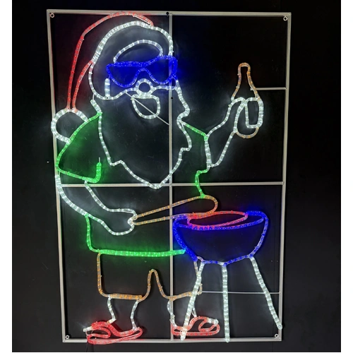 Santa BBQ Rope Light Motif