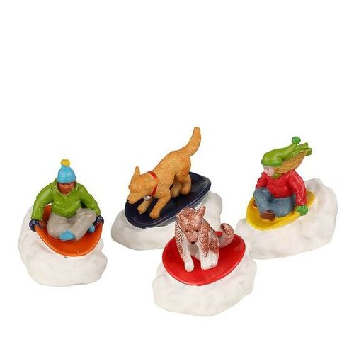 Lemax Dog Snow Saucer Fun, Set of 4 - taking orders for 2022