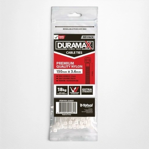 150mm White Cable Ties (60 pieces)