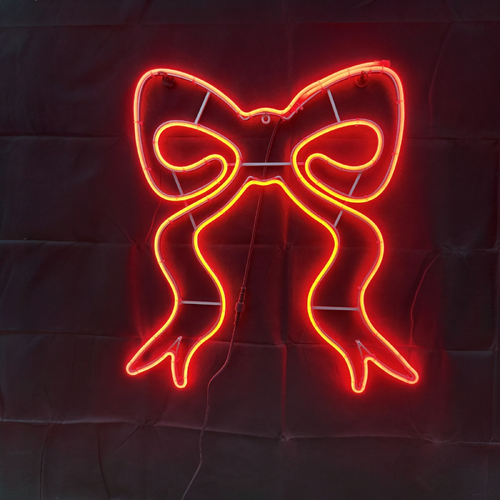 Neon Red Bow Rope Light Motif 