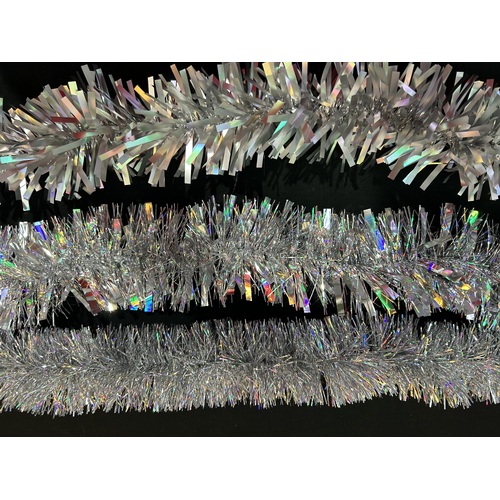 2m Assorted Silver Tinsel