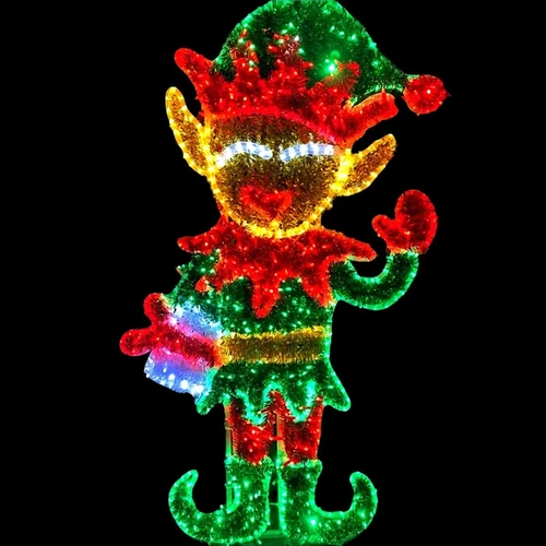 150cm Elf Waving/holding Present Rope Light Motif 