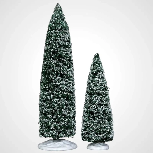 Lemax 9 in. and 6 in. Snowy Juniper Tree, Set of 2