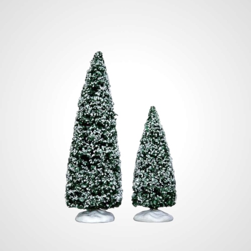 Lemax 6 in. and 4 in. Snowy Juniper Tree, Set of 2 - taking orders for 2022