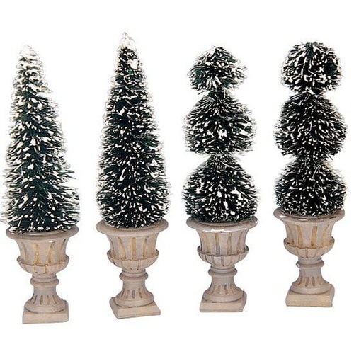 Lemax Cone-Shaped & Sculpted Topiaries, Set of 4