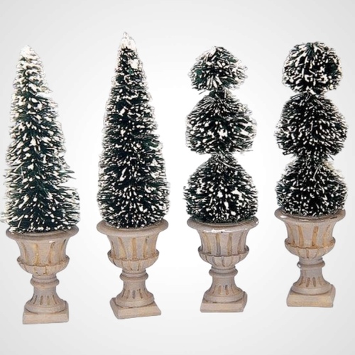 Lemax Cone-Shaped & Sculpted Topiaries, Set of 4-