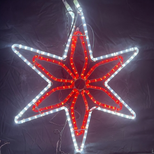 Cool White and Red LED Flashing Star