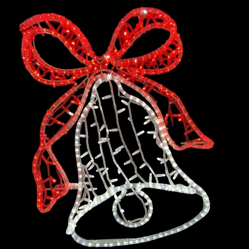 LED Bell with Red Ribbon Rope Light Motif - taking orders for 2022