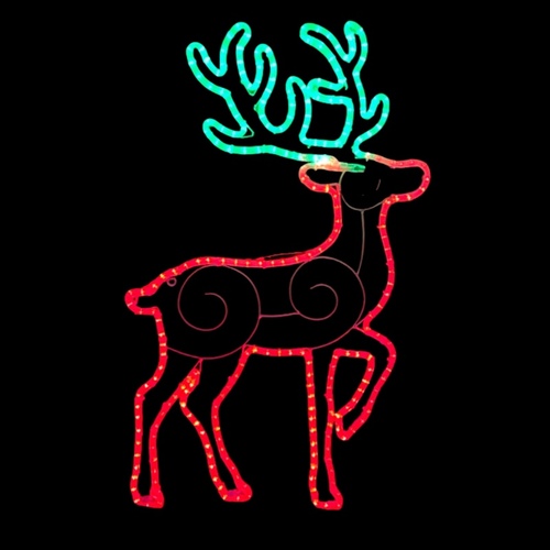 LED Red and Green Reindeer Rope Light Motif