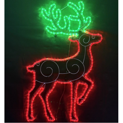 Red and Green Reindeer Rope Light Motif