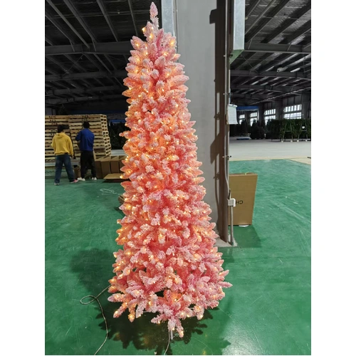 7ft Pink Pre-lit Slovenian Pine Snow Tree