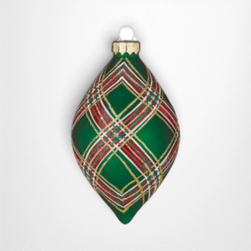 5.5” Green Glittered Plaid Finial Bauble