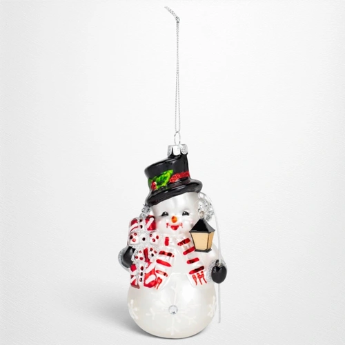 Snowman Ornament, 5.5-inch Height, Glass