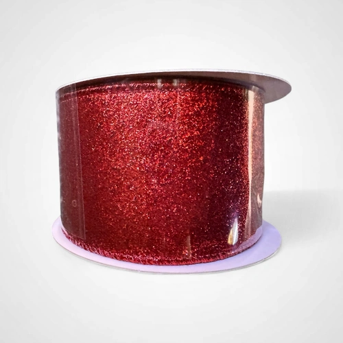 Red Velour Ribbon w/Glitter Detail D