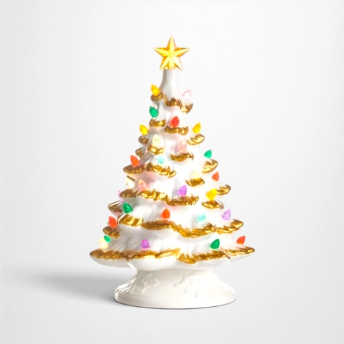 RAZ Jingle & Joy - 23cm/9" White Gold Lighted Tree