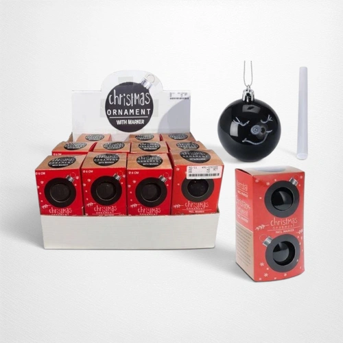 Black Christmas Bauble - 6cm - Set of 2
