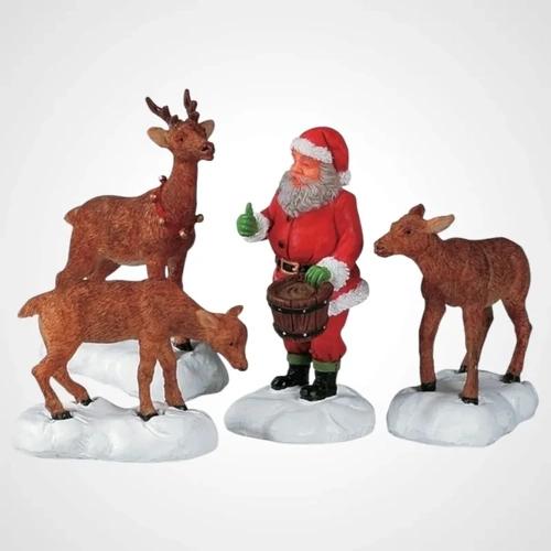 Lemax Santa Feeds Reindeer