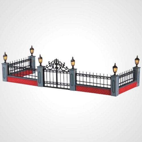 Lemax Lighted Wrought Iron Fence, Set of 5-