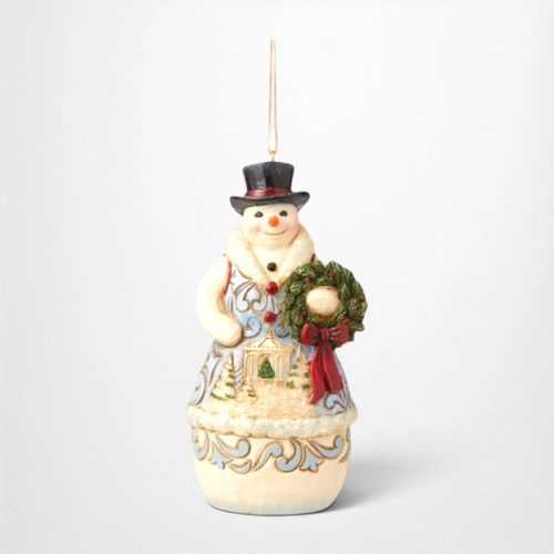 Heartwood Creek - 12cm/4.7" Snowman with Wreath HO