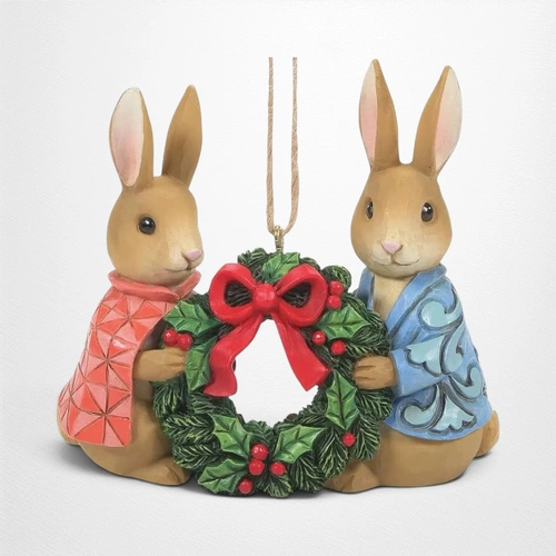 Peter Rabbit With Flopsy - HoldingWreath Hanging Ornament