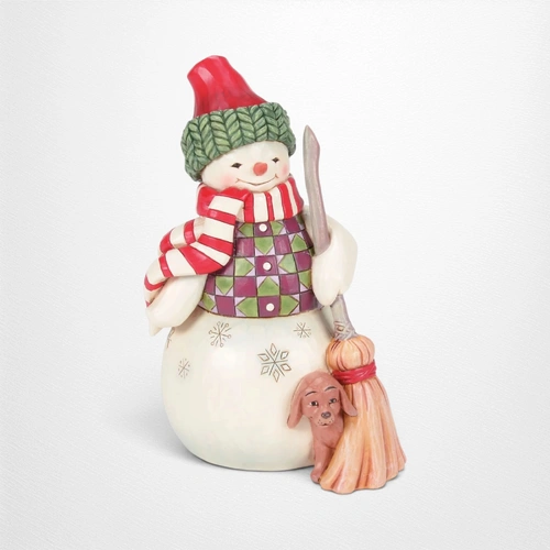 Snowman with Dog Peeking