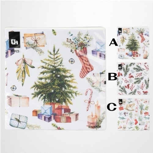 16pc Traditional Christmas Napkin B