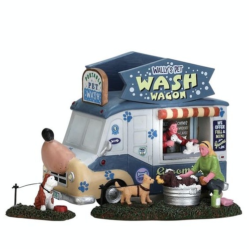 Lemax Wally's Pet Wash Wagon, Set of 3 