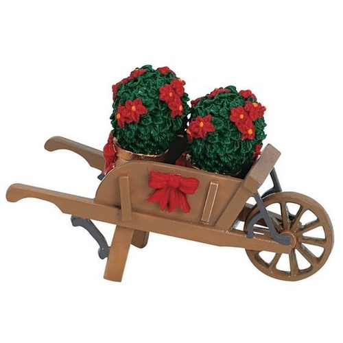 Lemax Wheelbarrow With Poinsettias 