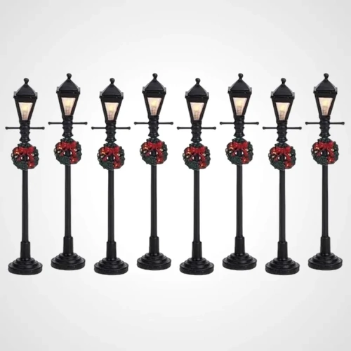 Lemax Gas Lantern Street Lamp, Set of 8- Avail August 2025
