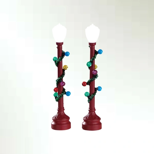 Lemax Red Globe Street Lamp, Set of 2 