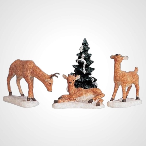 Lemax Dad and Fawns, Set of 4 -
