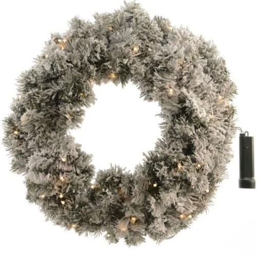 45cm Prelit Plain Snow Wreath
