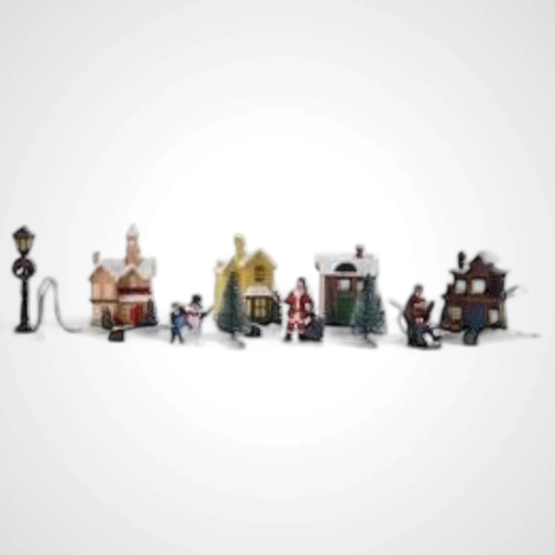 B/O 10pc Christmas Village w/LED A 