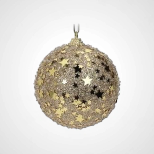 8cm Gold Glitter Polyfoam Bauble A
