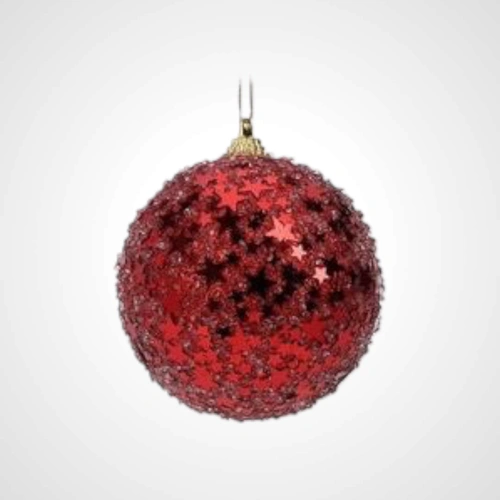 8cm Red Glitter Polyfoam Bauble A 