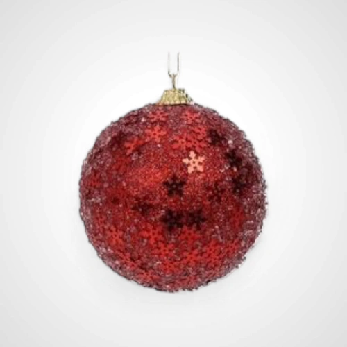 8cm Red Glitter Polyfoam Bauble B 