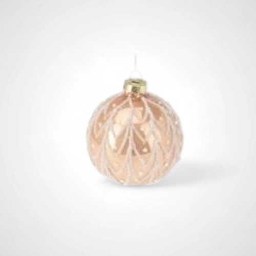Glass Pearl Champagne Bauble w/Beads - 8cm